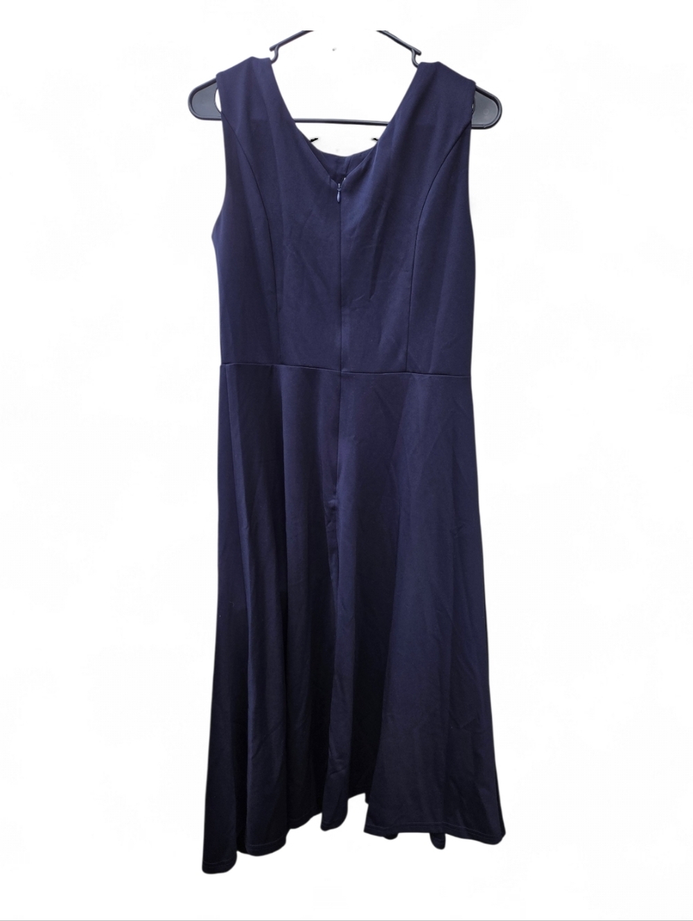 Aupuls Navy Sleeveless Midi Dress with Front Twist Waist  Detail Large - Picture 2 of 5
